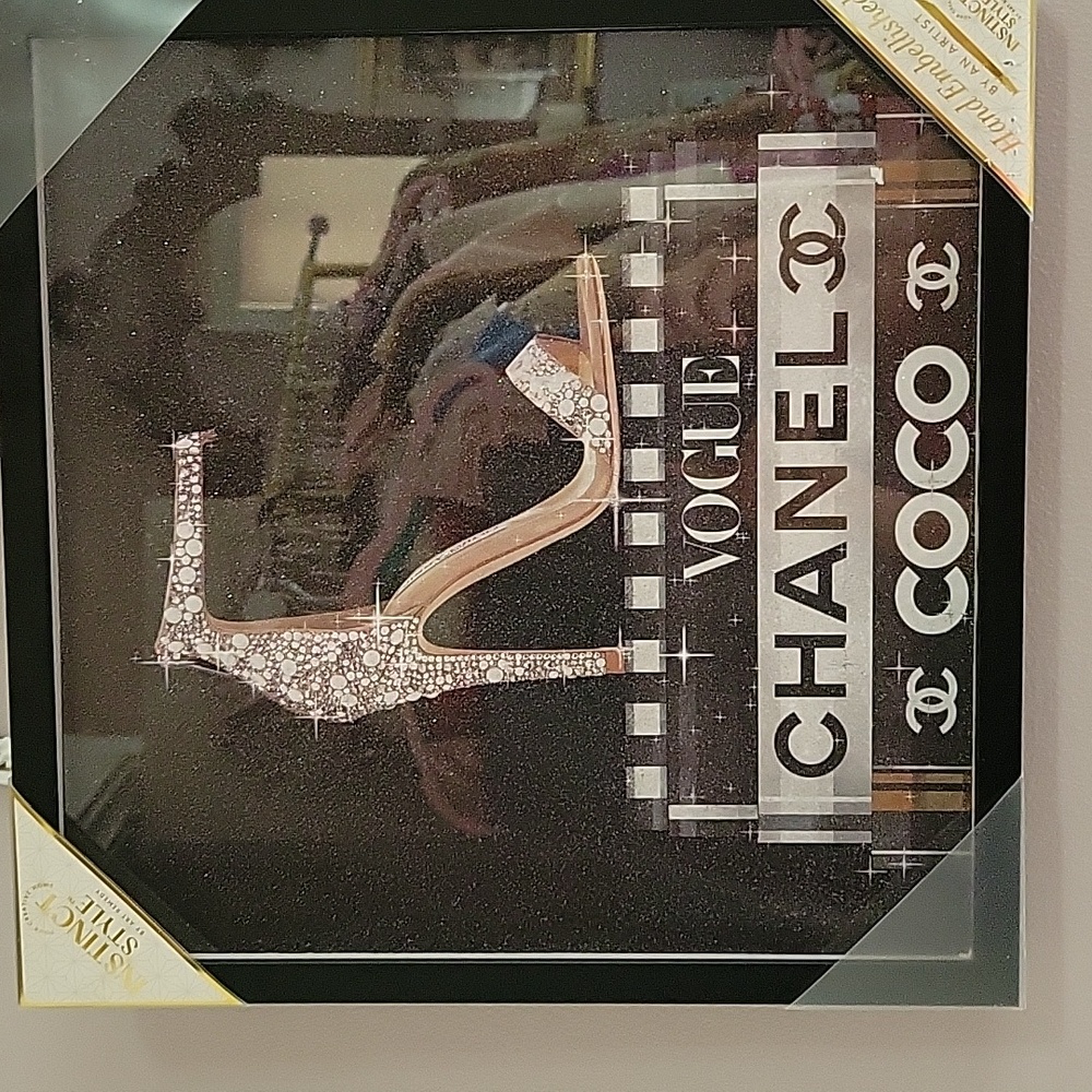 CHANEL Black and Gold High Heel Art